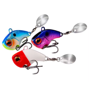 5Pcs Metal Mini VIB with Spoon Fishing Lure Wobble Rotating Metal Vibration Bait Spinner Sinking Bas